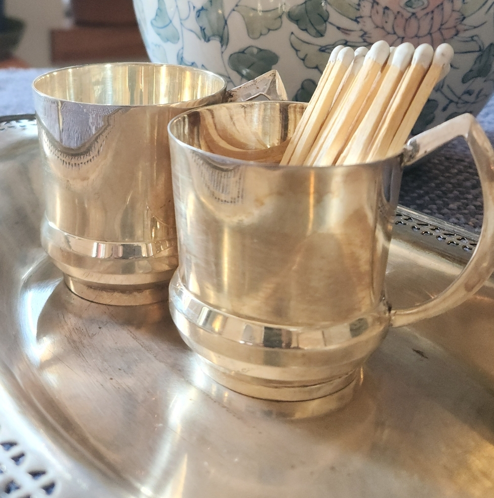 Vintage Easles 1779 Silver Plated Espresso Cups (PAIR)